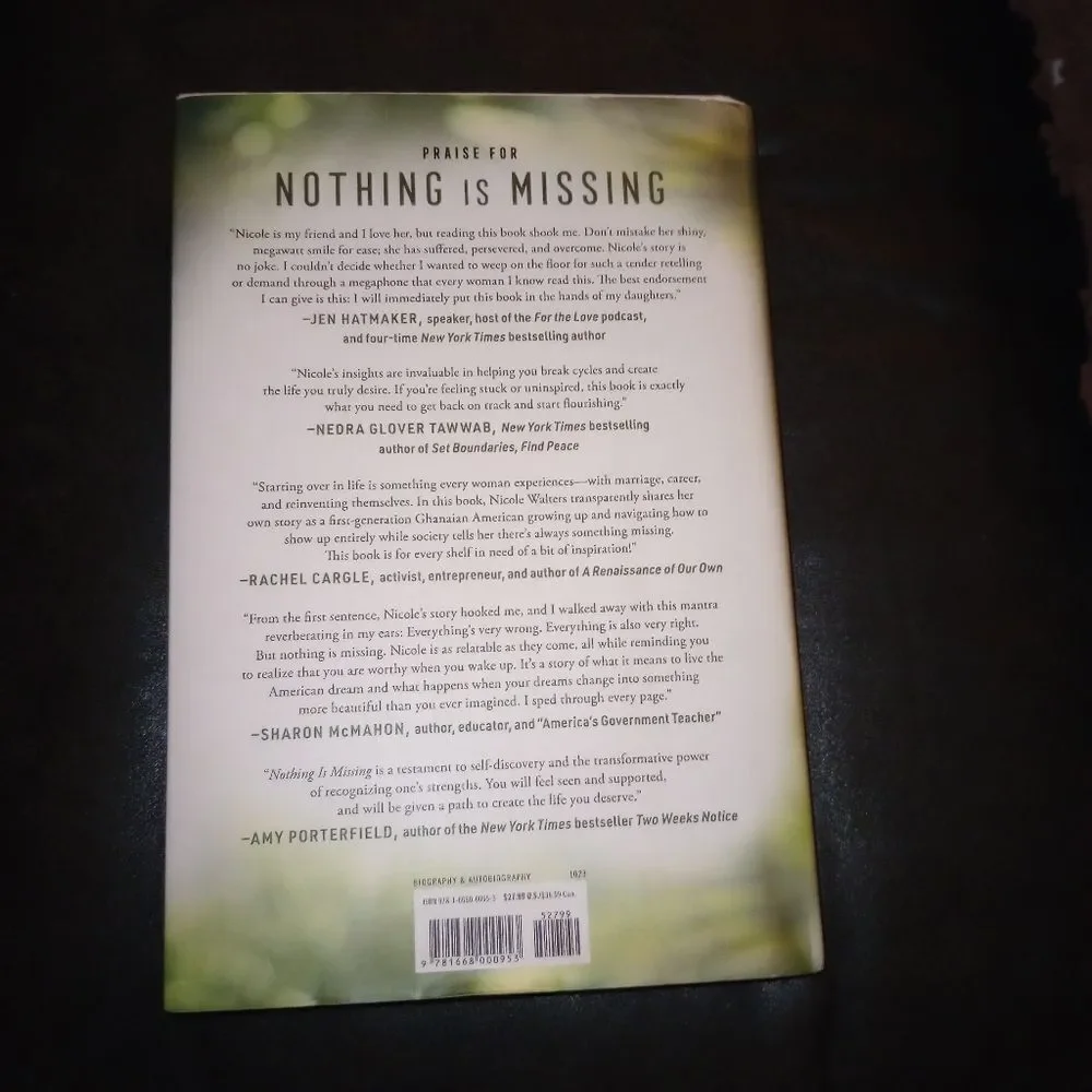 📗Nothing Is Missing a Memoir of Living Boldly, Nicole Walters